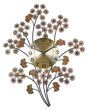 28X22 WALL CLOCK, COPPER FLOWERS
