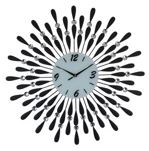 24" ROUND WALL CLOCK, BLACK DROPLETS