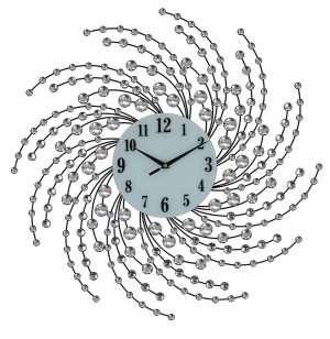 24" ROUND WALL CLOCK, SILVER SPIRALS