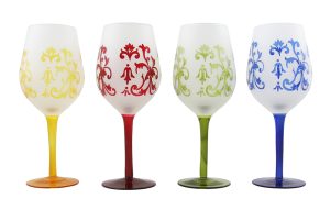 4PC OF 8.5" MULTICOLOR WINE