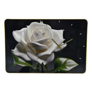 23.5X15.5 WALL CLOCK, WHITE ROSE