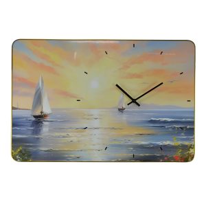 23.5X15.5 WALL CLOCK, SAILBOATS AT SUNSET