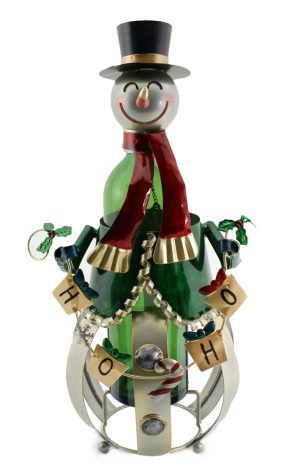 BOTTLE HOLDER, SNOWMAN HO-HO-HO