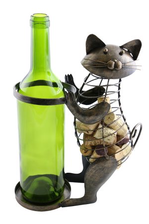 11" CAT BOTTLE & CORK HOLDER