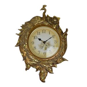 31X22 GOLD PEACOCK WALL CLOCK