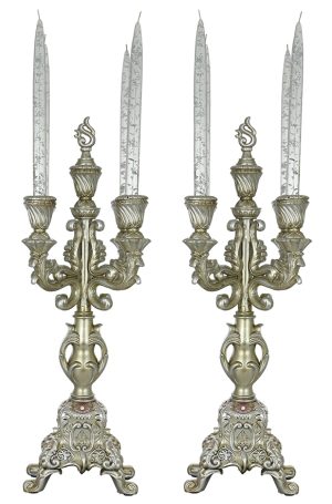 PAIR OF 21" SLVR/BRWN CNDL HLDRS