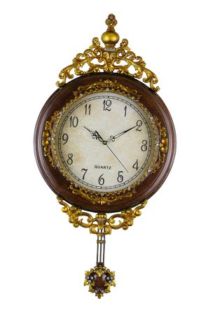 29X15 BRWN/GLD WALL CLOCK W/ PENDULUM