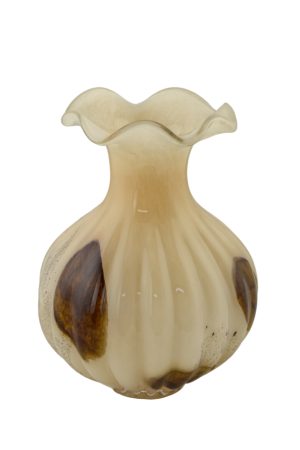 11X8 BALL-SHAPED BEIGE & BROWN VASE