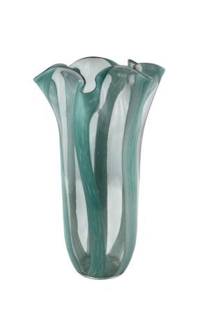 14" BLUE & CLEAR VASE