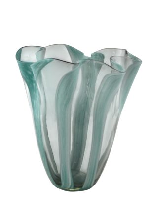 10" BLUE & CLEAR VASE