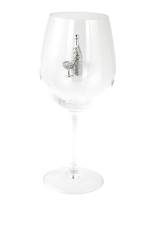 STEMMED WINE GLASS, WINE BOTTLE & GLASS