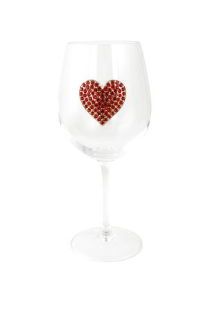 STEMMED WINE GLASS, RED HEART