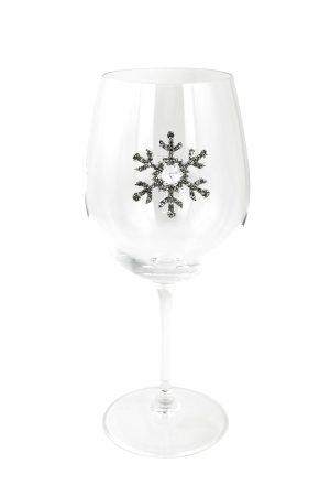 STEMMED WINE GLASS, CRYSTAL SNOW FLAKE