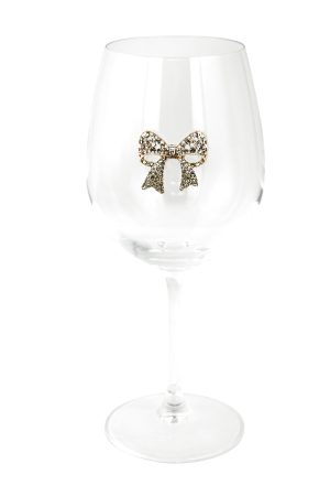 STEMMED WINE GLASS, GOLD BOW