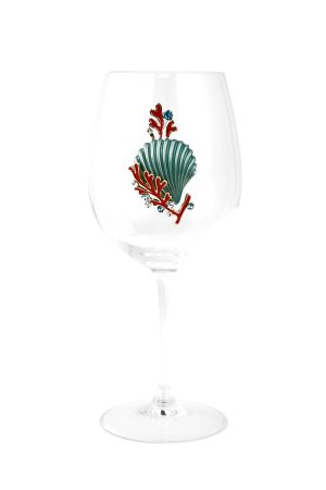 STEMMED WINE GLASS, SEA SHELL & CORAL