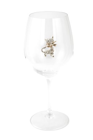 STEMMED WINE GLASS, GOLD CAT
