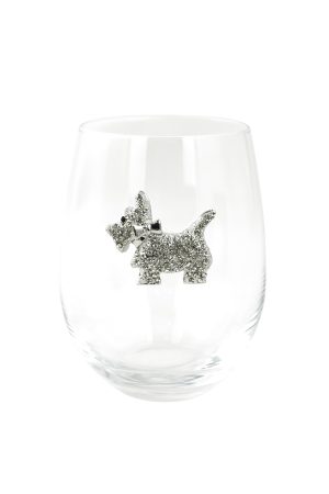 STEMLESS WINE GLASS, TERRIER DOG