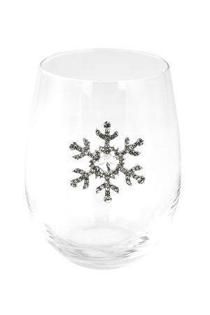 STEMLESS WINE GLASS, CRYSTAL SNOW FLAKE