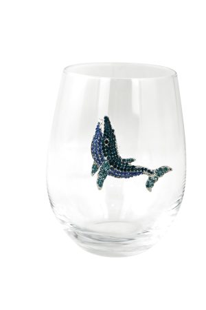 STEMLESS WINE GLASS, BLUE DOLPHIN