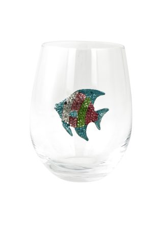 STEMLESS WINE GLASS, MULTICOLOR FISH