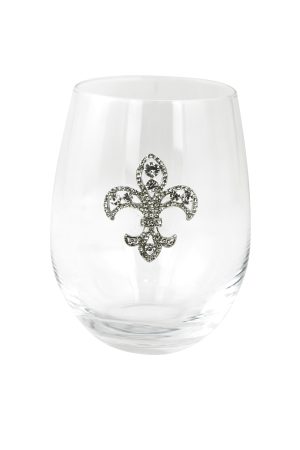 STEMLESS WINE GLASS, FLEUR DE LIS