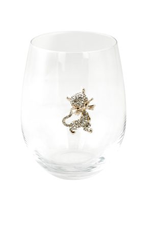 STEMLESS WINE GLASS, GOLD CAT