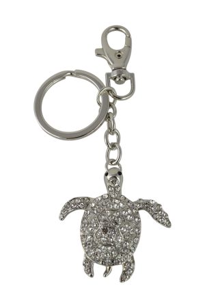 KEYCHAIN, SILVER & CRYSTAL SEA TURTLE