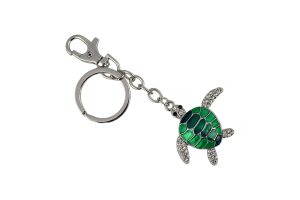 KEYCHAIN, GREEN & CRYSTAL SEA TURTLE