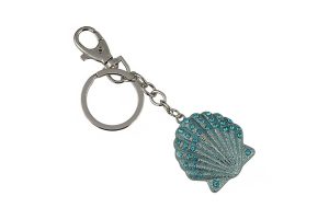KEYCHAIN, BLUE CRYSTAL SHELL FISH