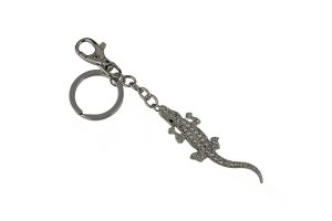 KEYCHAIN, SILVER & CRYSTAL ALLIGATOR