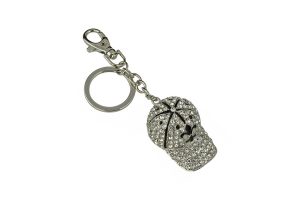 KEYCHAIN, SILVER & CRYSTAL CAP