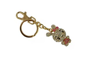 KEYCHAIN, GOLD & PINK CAT