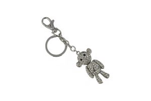 KEYCHAIN, SILVER & CRYSTAL MONKEY