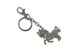 KEYCHAIN, SILVER & CRYSTAL PONY
