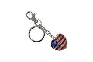 KEYCHAIN, USA FLAG ON HEART