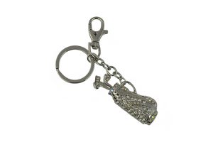 KEYCHAIN, SILVER & CRYSTAL GOLF BAG