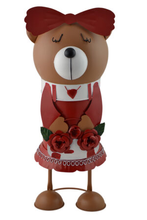 20" GIRL TEDDY BEAR HOLDING FLOWERS